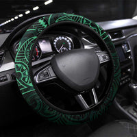 Black Green Polynesian Tribal Steering Wheel Cover - Polynesian Pride