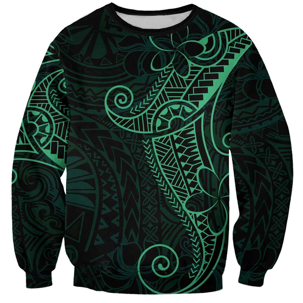 Black Green Polynesian Tribal Sweatshirt LT9 Unisex Green - Polynesian Pride