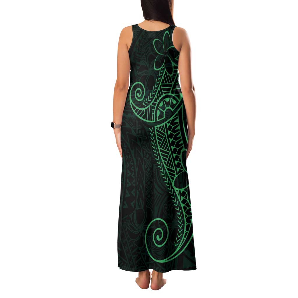 Black Green Polynesian Tribal Tank Maxi Dress - Polynesian Pride