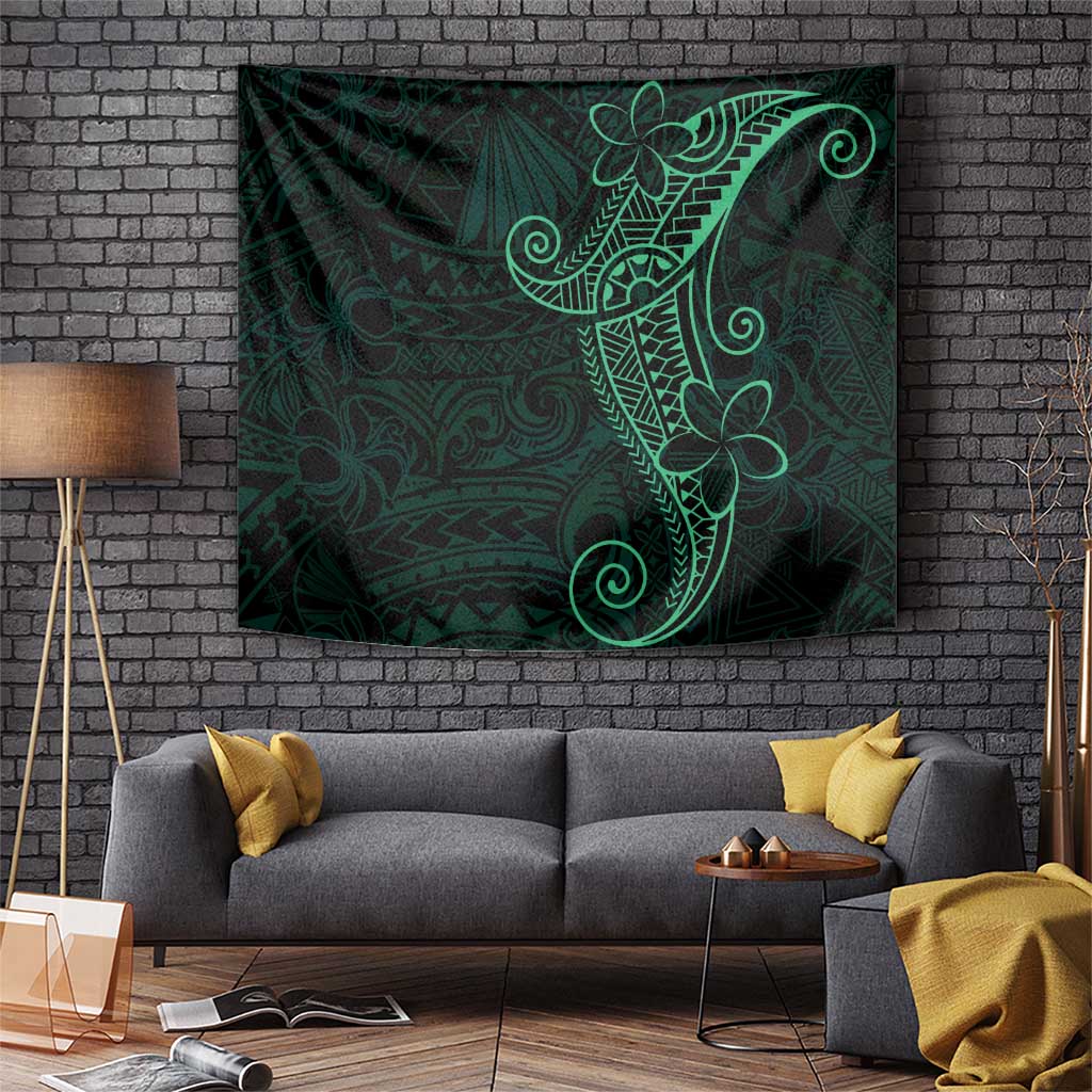 Black Green Polynesian Tribal Tapestry - Polynesian Pride