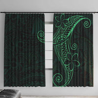 Black Green Polynesian Tribal Window Curtain LT9 With Hooks Green - Polynesian Pride