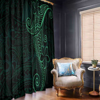 Black Green Polynesian Tribal Window Curtain LT9 - Polynesian Pride