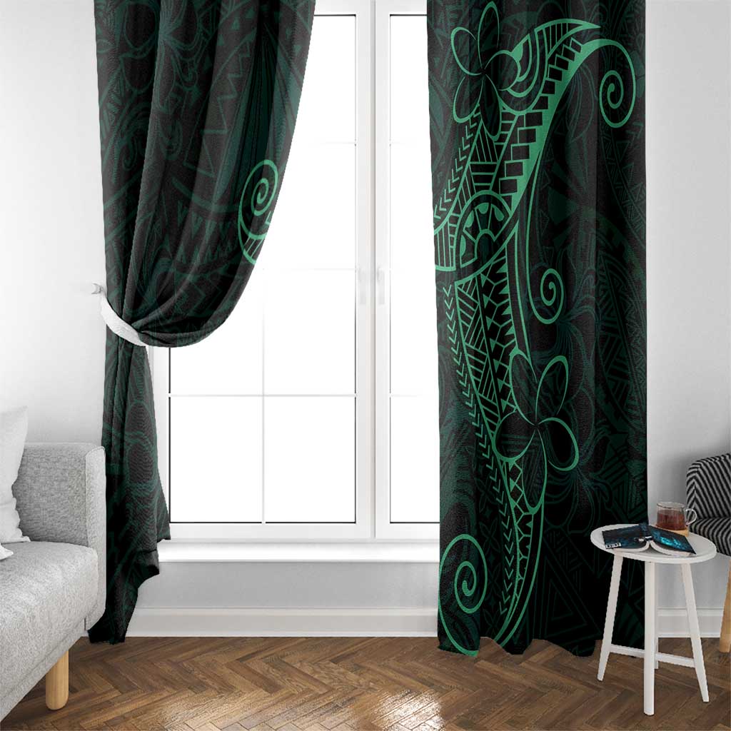 Black Green Polynesian Tribal Window Curtain LT9 - Polynesian Pride