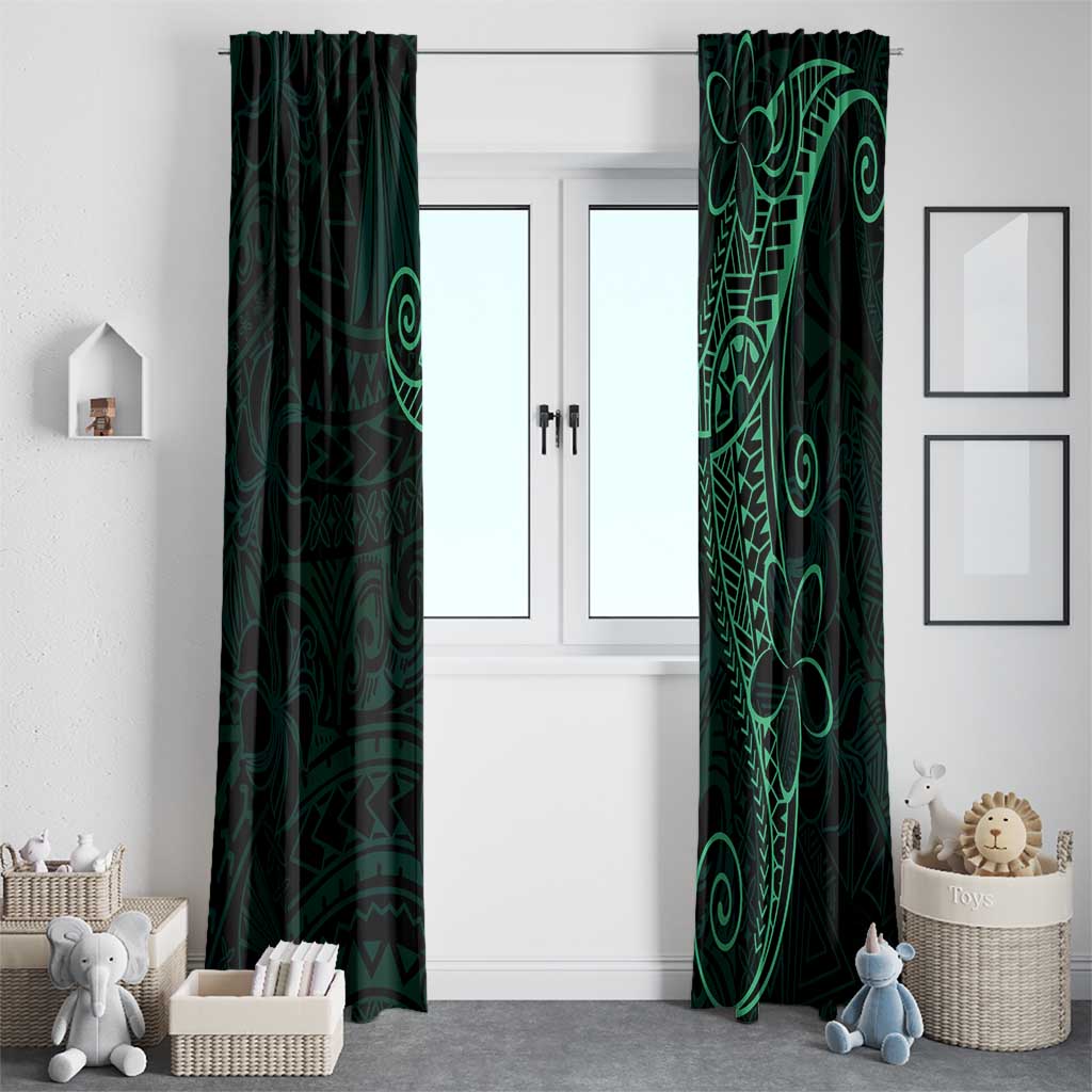 Black Green Polynesian Tribal Window Curtain LT9 - Polynesian Pride