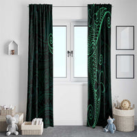 Black Green Polynesian Tribal Window Curtain LT9 - Polynesian Pride