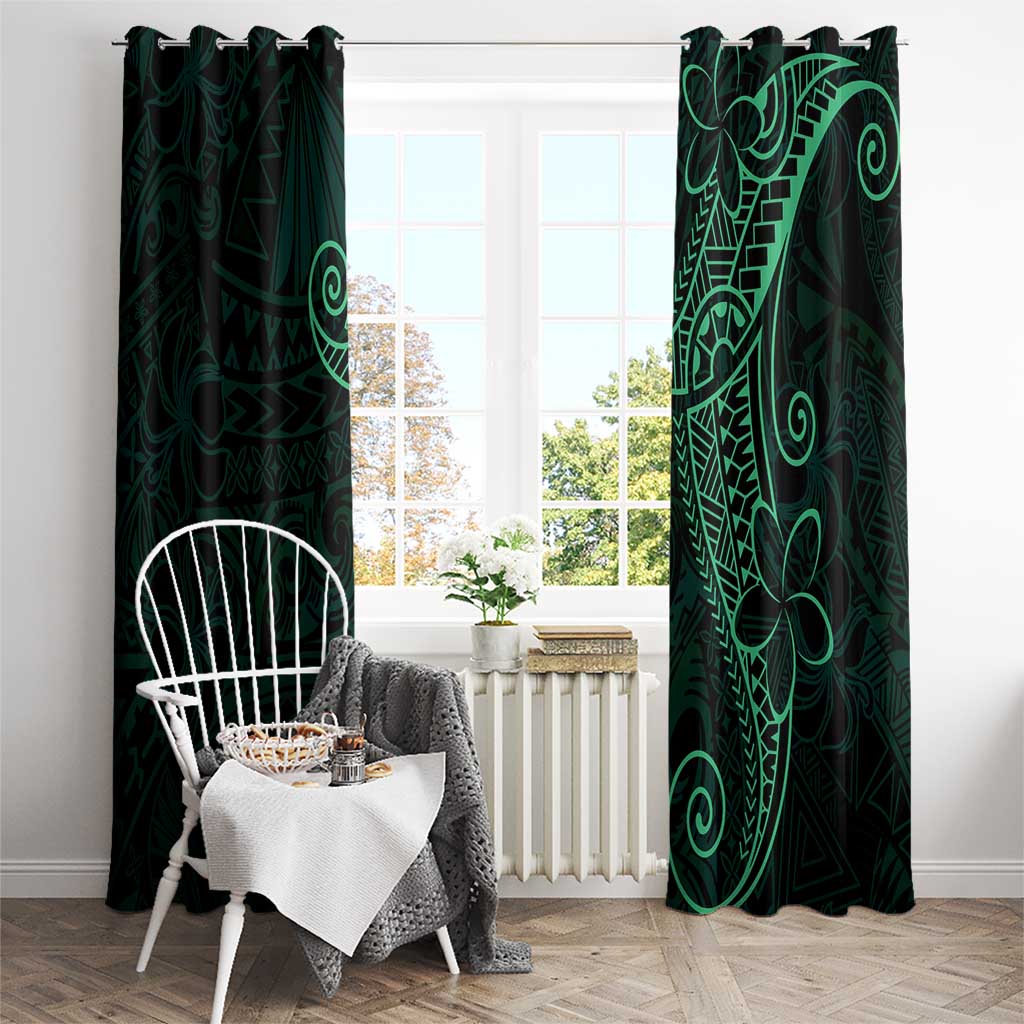 Black Green Polynesian Tribal Window Curtain LT9 - Polynesian Pride