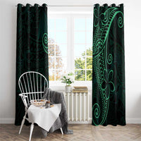 Black Green Polynesian Tribal Window Curtain LT9 - Polynesian Pride