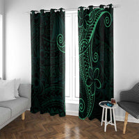 Black Green Polynesian Tribal Window Curtain LT9 With Grommets Green - Polynesian Pride