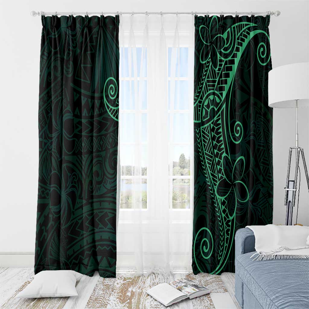 Black Green Polynesian Tribal Window Curtain LT9 - Polynesian Pride