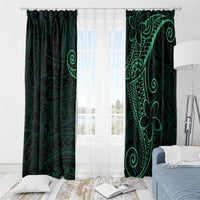 Black Green Polynesian Tribal Window Curtain LT9 - Polynesian Pride