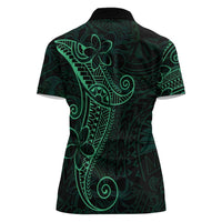 Black Green Polynesian Tribal Women Polo Shirt - Polynesian Pride