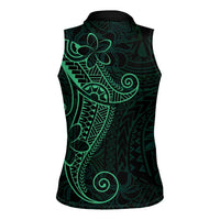 Black Green Polynesian Tribal Women Sleeveless Polo Shirt LT9 - Polynesian Pride