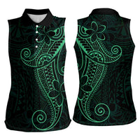 Black Green Polynesian Tribal Women Sleeveless Polo Shirt LT9 - Polynesian Pride