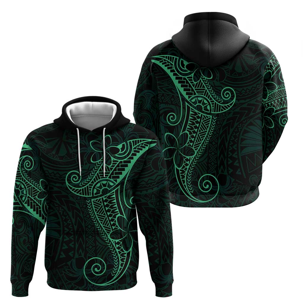 Black Green Polynesian Tribal Zip Hoodie - Polynesian Pride