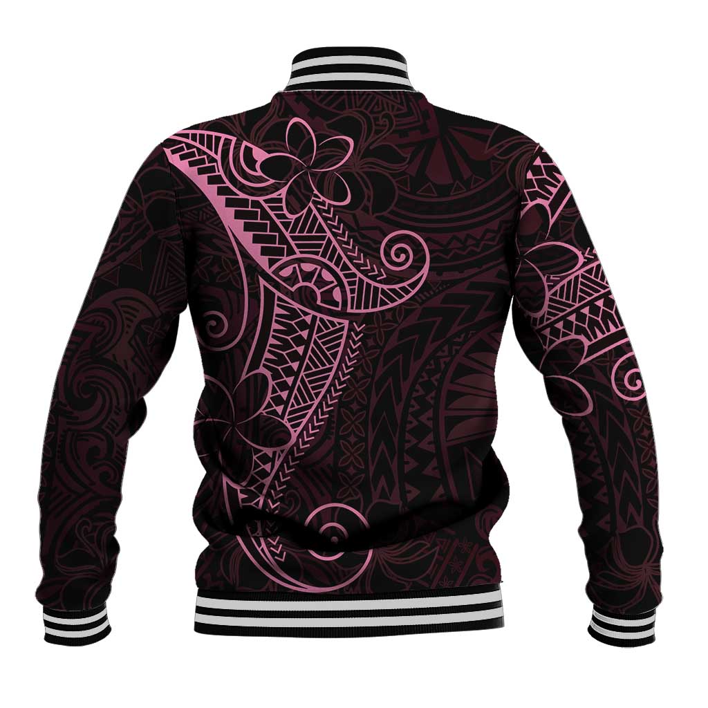 Black Pink Polynesian Tribal Baseball Jacket LT9 - Polynesian Pride
