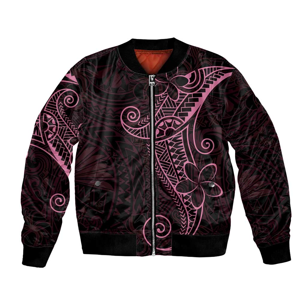 Black Pink Polynesian Tribal Bomber Jacket LT9 Unisex Pink - Polynesian Pride