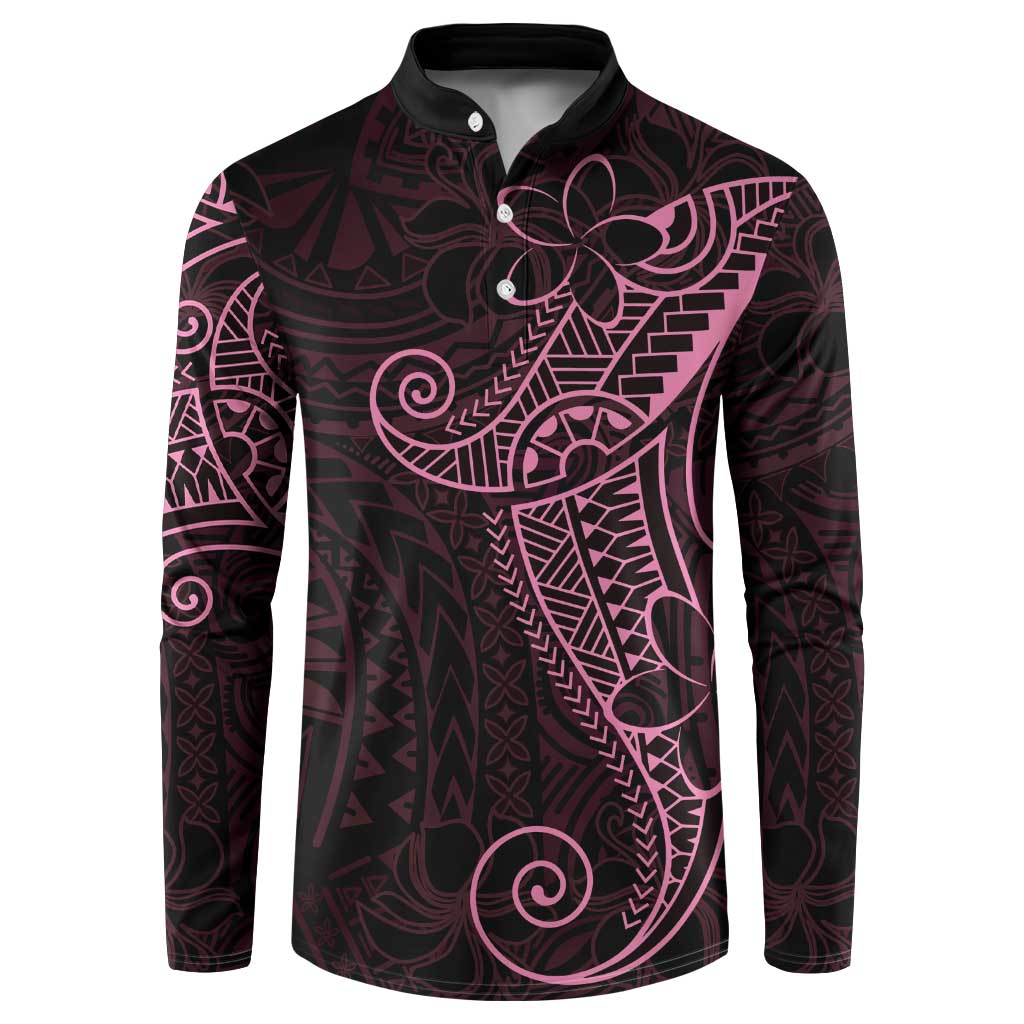 Black Pink Polynesian Tribal Button Sweatshirt - Polynesian Pride