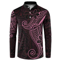 Black Pink Polynesian Tribal Button Sweatshirt - Polynesian Pride