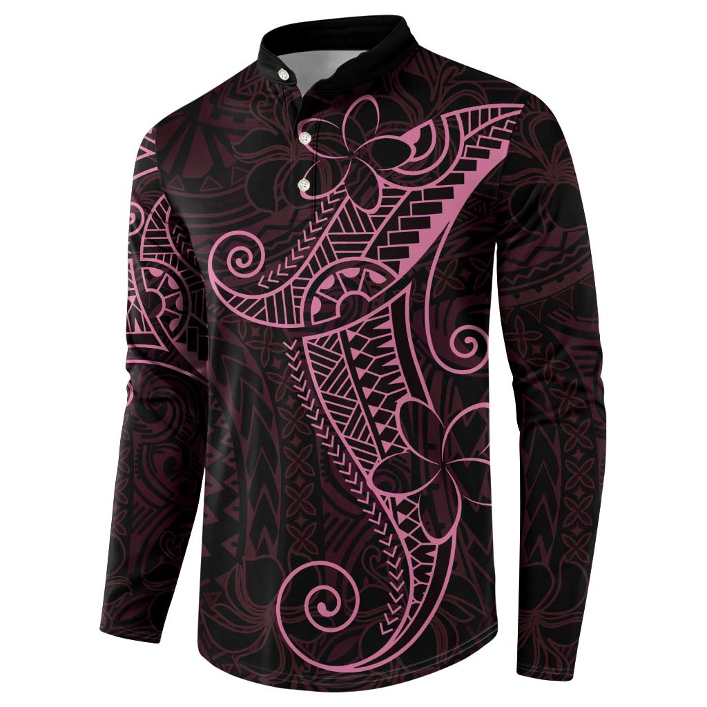 Black Pink Polynesian Tribal Button Sweatshirt - Polynesian Pride