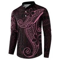 Black Pink Polynesian Tribal Button Sweatshirt - Polynesian Pride