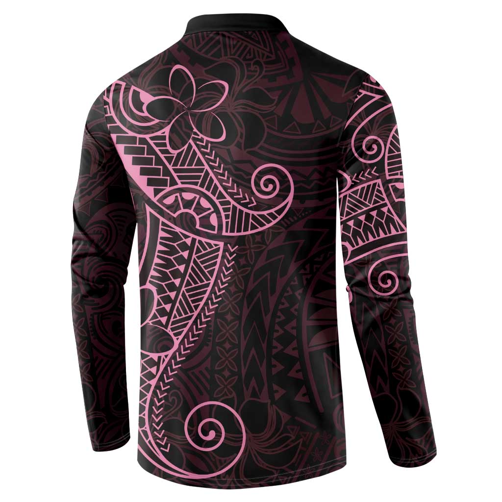 Black Pink Polynesian Tribal Button Sweatshirt - Polynesian Pride