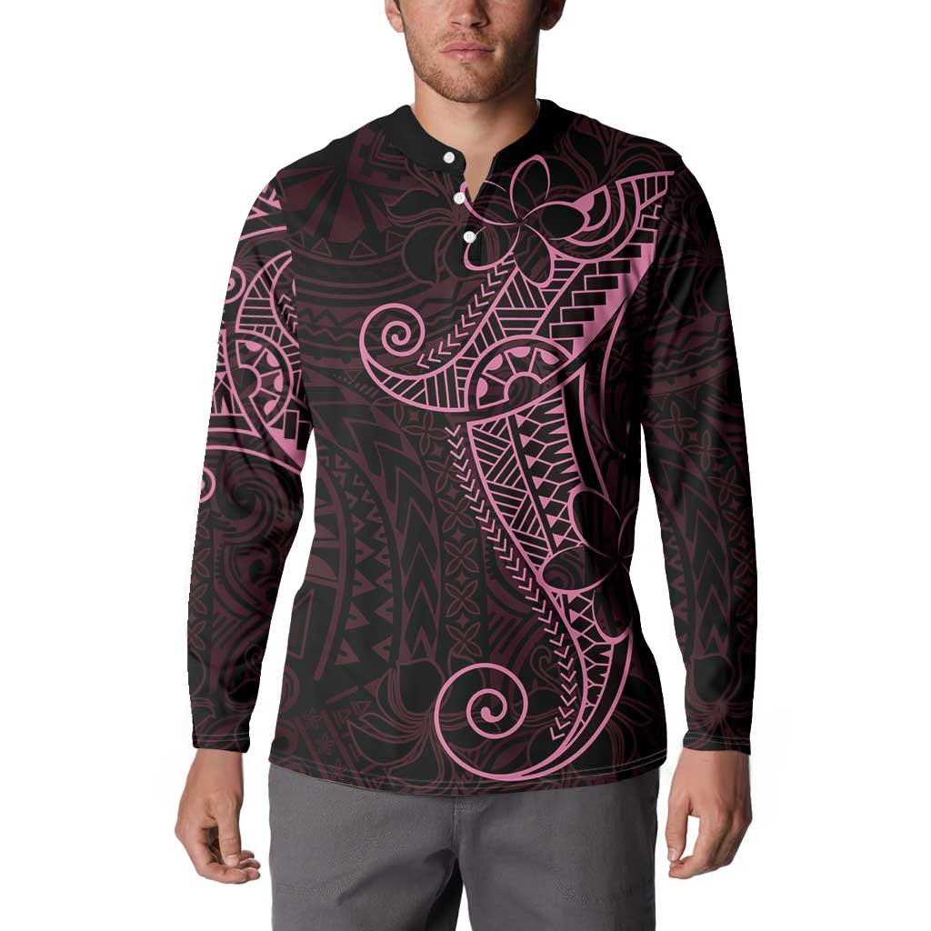 Black Pink Polynesian Tribal Button Sweatshirt - Polynesian Pride