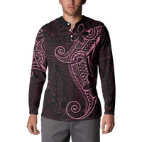 Black Pink Polynesian Tribal Button Sweatshirt - Polynesian Pride