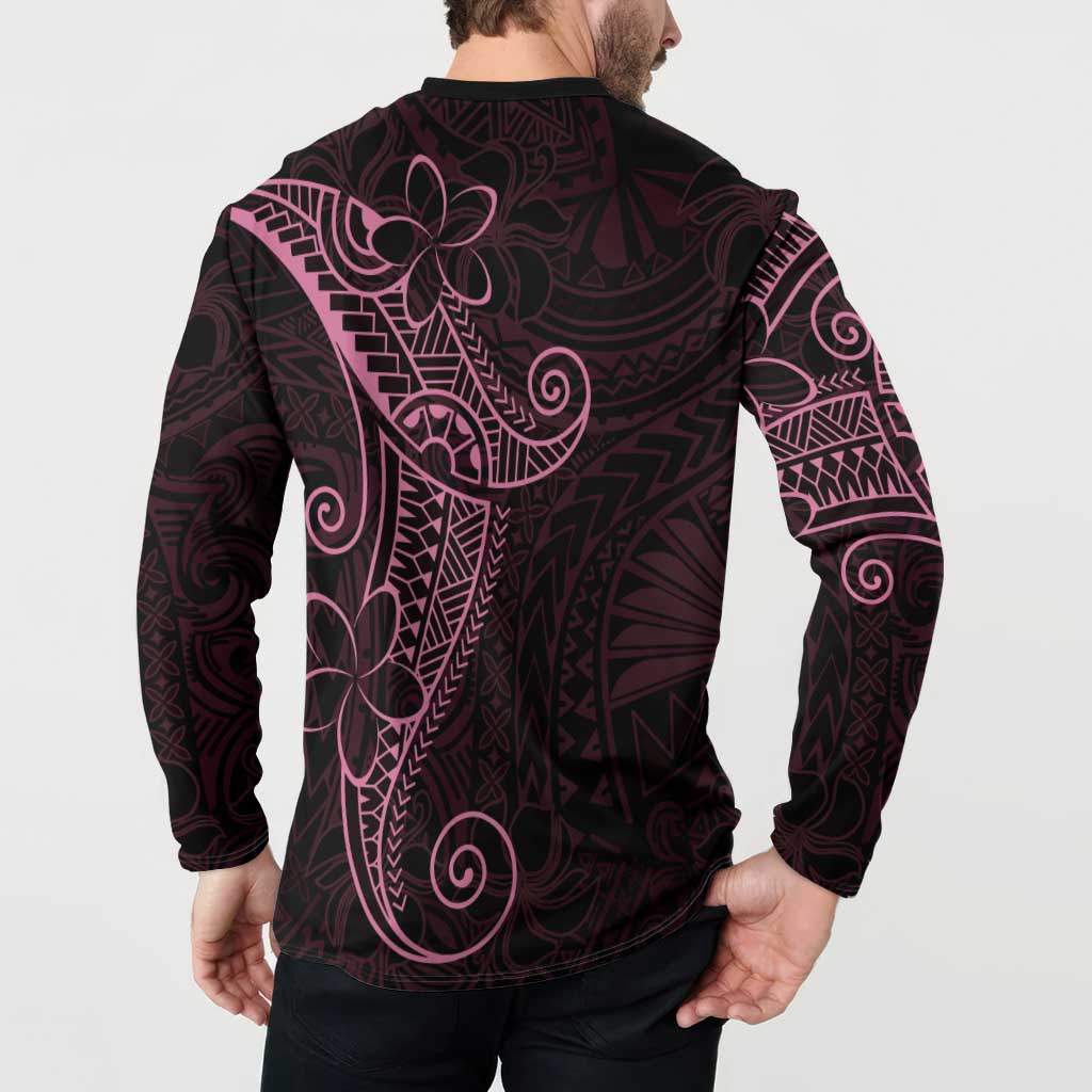 Black Pink Polynesian Tribal Button Sweatshirt - Polynesian Pride
