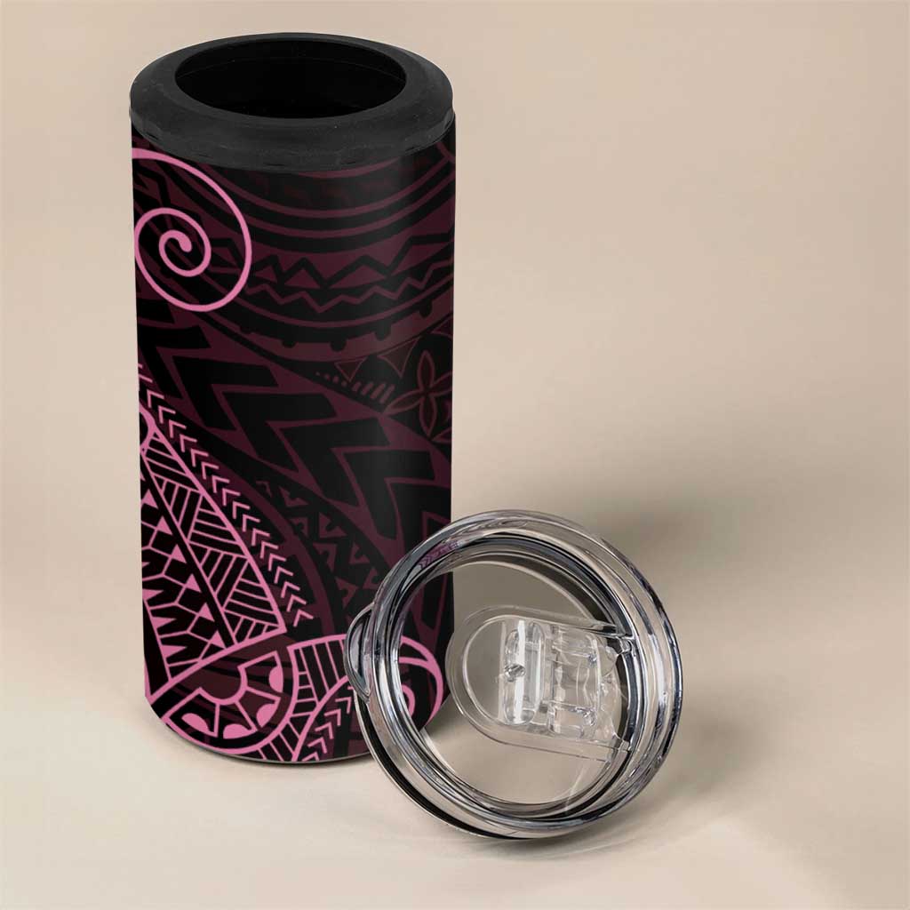 Black Pink Polynesian Tribal 4 in 1 Can Cooler Tumbler - Polynesian Pride