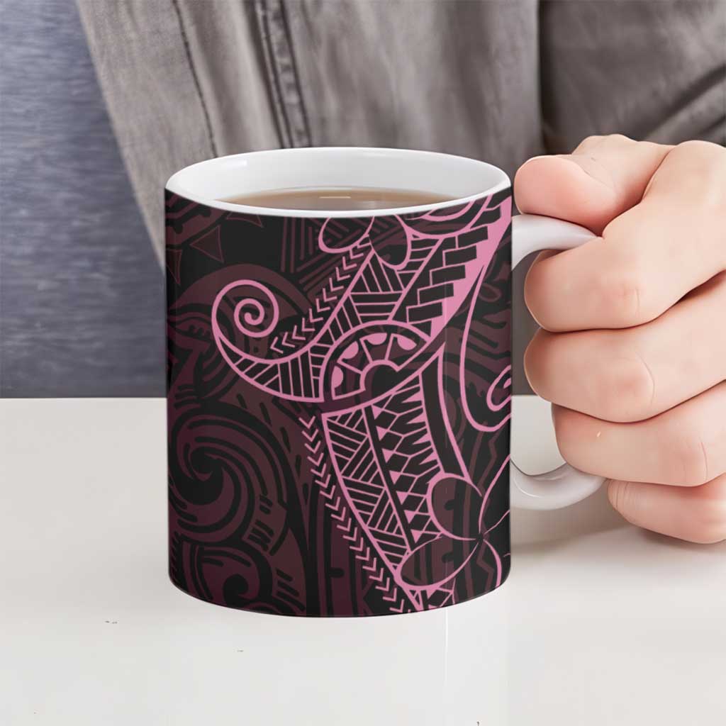 Black Pink Polynesian Tribal Ceramic Mug - Polynesian Pride