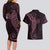 Black Pink Polynesian Tribal Couples Matching Long Sleeve Bodycon Dress and Hawaiian Shirt - Polynesian Pride