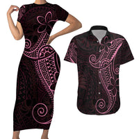 Black Pink Polynesian Tribal Couples Matching Short Sleeve Bodycon Dress and Hawaiian Shirt LT9 Pink - Polynesian Pride