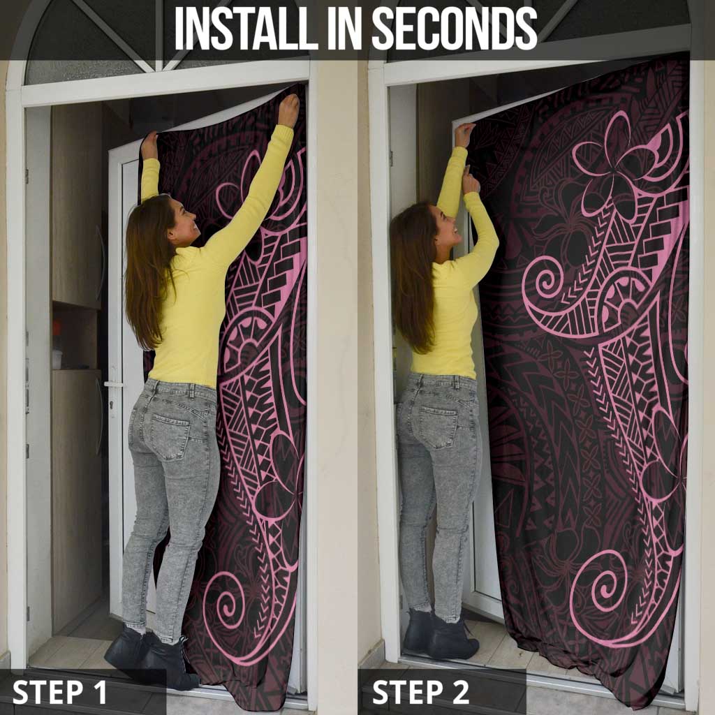 Black Pink Polynesian Tribal Door Cover - Polynesian Pride