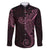 Black Pink Polynesian Tribal Family Matching Long Sleeve Bodycon Dress and Hawaiian Shirt - Polynesian Pride