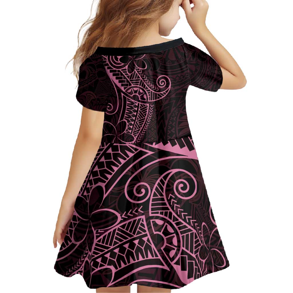 Black Pink Polynesian Tribal Family Matching Off Shoulder Maxi Dress and Hawaiian Shirt - Polynesian Pride