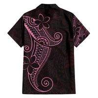 Black Pink Polynesian Tribal Family Matching Off Shoulder Short Dress and Hawaiian Shirt LT9 - Polynesian Pride