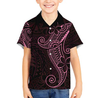 Black Pink Polynesian Tribal Family Matching Off Shoulder Short Dress and Hawaiian Shirt LT9 Son's Shirt Pink - Polynesian Pride
