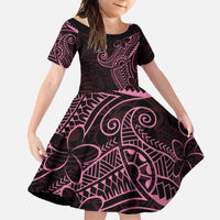 Black Pink Polynesian Tribal Family Matching Summer Maxi Dress and Hawaiian Shirt LT9 Daughter's Dress Pink - Polynesian Pride