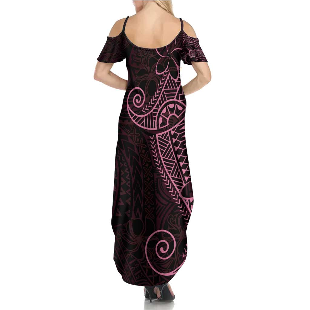Black Pink Polynesian Tribal Family Matching Summer Maxi Dress and Hawaiian Shirt LT9 - Polynesian Pride
