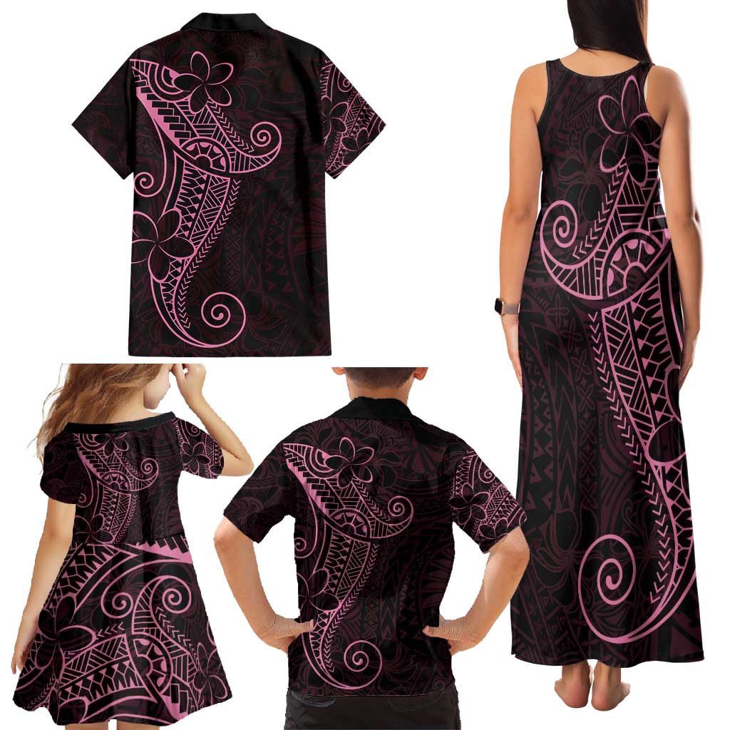 Black Pink Polynesian Tribal Family Matching Tank Maxi Dress and Hawaiian Shirt LT9 - Polynesian Pride