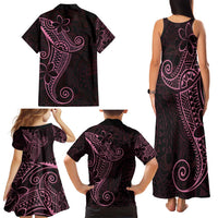 Black Pink Polynesian Tribal Family Matching Tank Maxi Dress and Hawaiian Shirt LT9 - Polynesian Pride