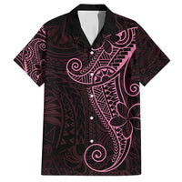Black Pink Polynesian Tribal Family Matching Tank Maxi Dress and Hawaiian Shirt LT9 Dad's Shirt - Short Sleeve Pink - Polynesian Pride