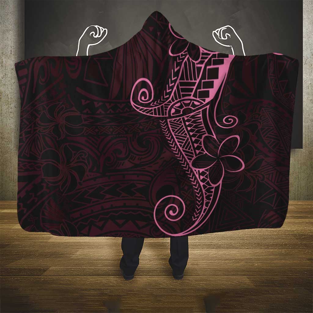 Black Pink Polynesian Tribal Hooded Blanket - Polynesian Pride
