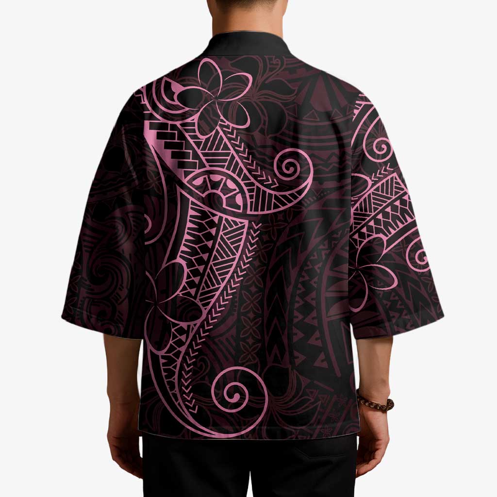 Black Pink Polynesian Tribal Kimono - Polynesian Pride