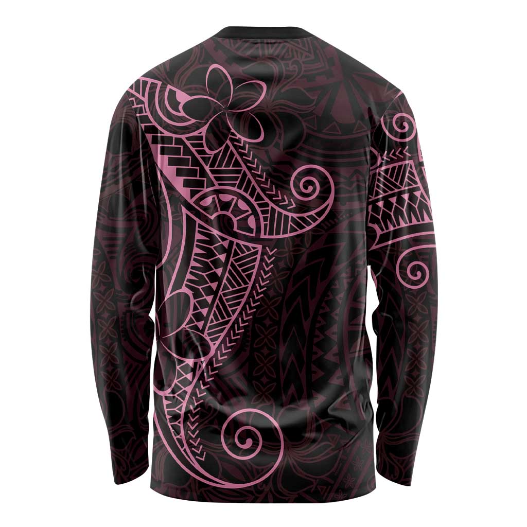 Black Pink Polynesian Tribal Long Sleeve Shirt - Polynesian Pride