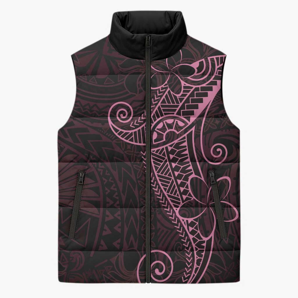 Black Pink Polynesian Tribal Sleeveless Puffer Jacket LT9 Unisex Pink - Polynesian Pride