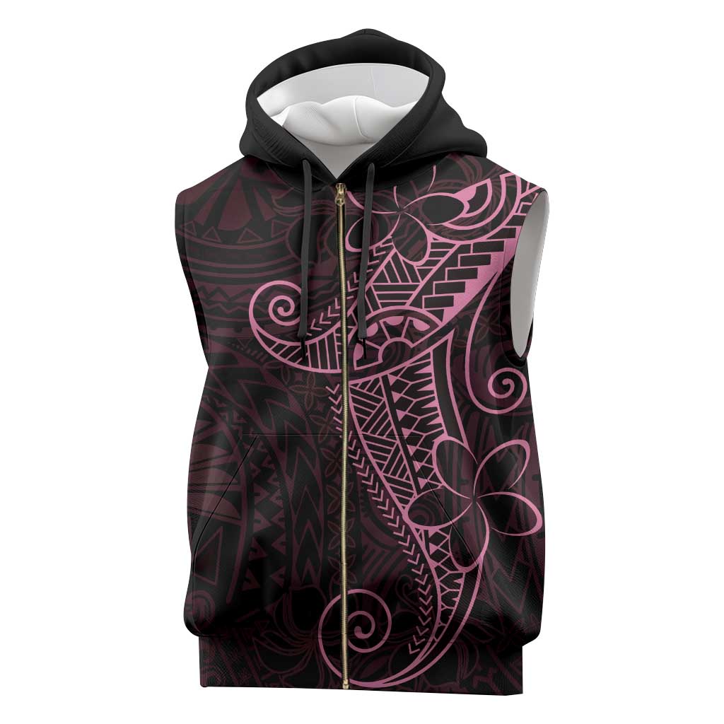 Black Pink Polynesian Tribal Sleeveless Zip Hoodie - Polynesian Pride