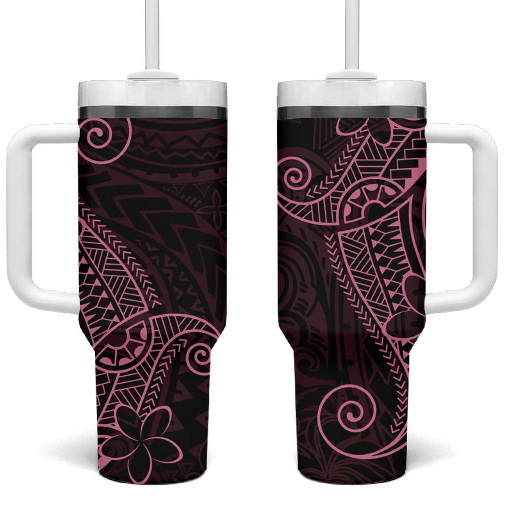 Black Pink Polynesian Tribal Tumbler With Handle LT9 One Size: 40 oz Pink - Polynesian Pride