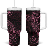 Black Pink Polynesian Tribal Tumbler With Handle LT9 One Size: 40 oz Pink - Polynesian Pride