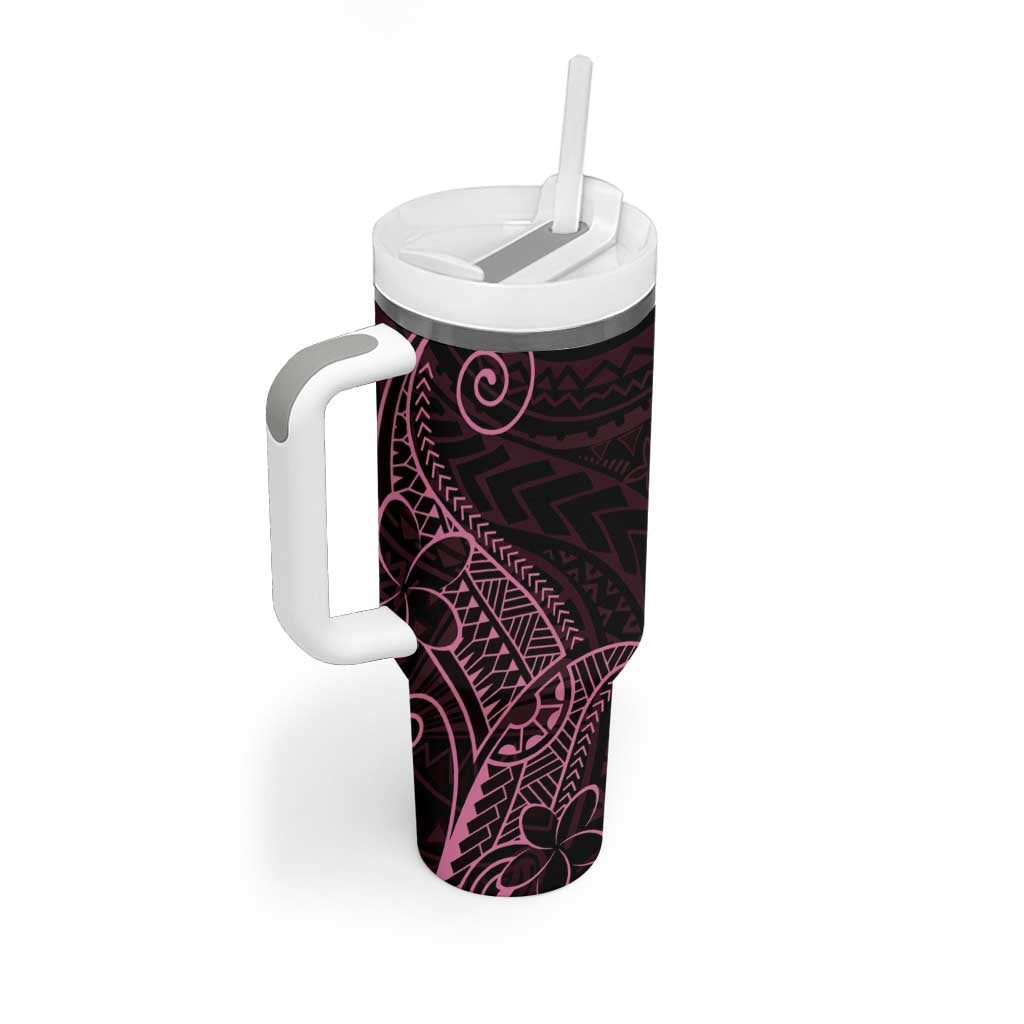 Black Pink Polynesian Tribal Tumbler With Handle LT9 - Polynesian Pride